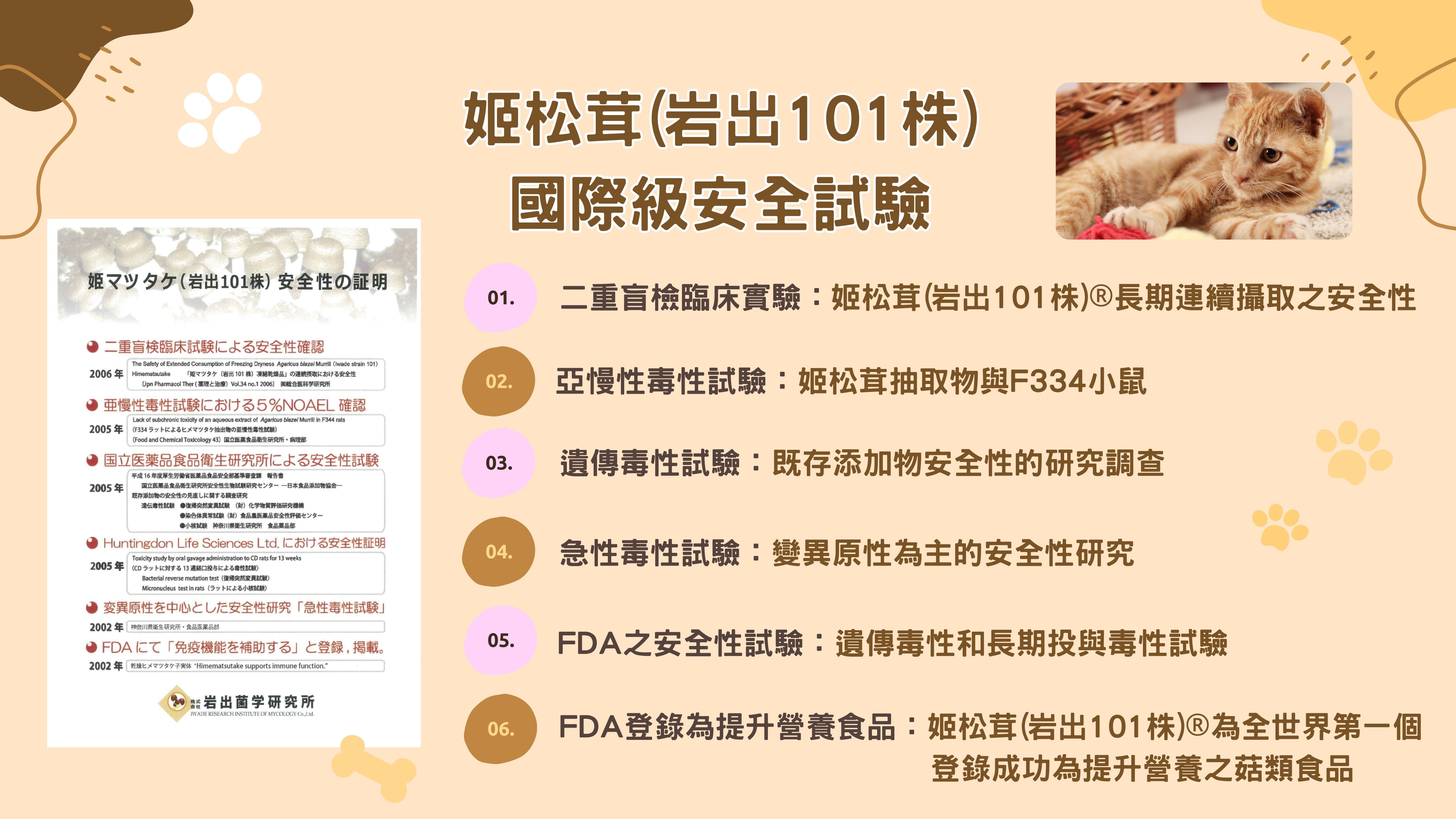 姬松茸(岩出101株)國際級安全試驗